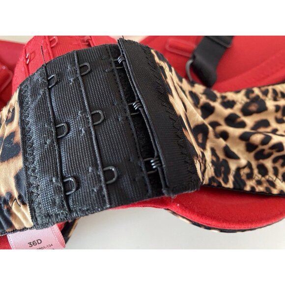 2 Pack Juicy Couture Bra Show Me Off Lined JC2801 Leopard Print Red Size 36D NEW - Picture 8 of 10